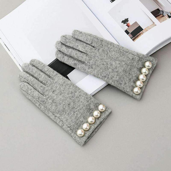 Planet Gates Brand Women Gloves Winter Luxury Pearl Warm Wool Gloves Ladies  Fashion Gloves  Cashmere Mittens Female