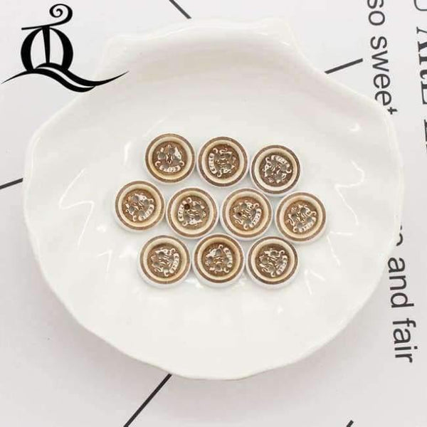 Planet Gates Brass 10 color mix British style white 100pcs picture Print 4 Holes Wooden Buttons 15mm Sewing Scrapbooking Crafts,tq BUTTONS 12