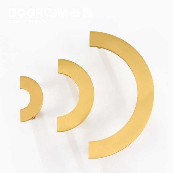 Planet Gates Brass Furniture Handles Modern Light Luxury Semi Circle Pulls Wardrobe Dresser Cupboard Cabinet Drawer Half Moon Knobs
