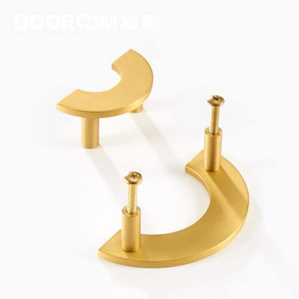 Planet Gates Brass Furniture Handles Modern Light Luxury Semi Circle Pulls Wardrobe Dresser Cupboard Cabinet Drawer Half Moon Knobs
