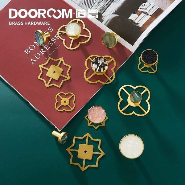 Brass Furniture Handles Shell Simple Nordic Pastoral Wardrobe Dresser Knobs Cupboard Cabinet Drawer Round Colorful Pulls