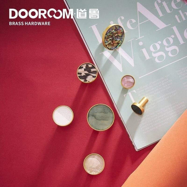 Brass Furniture Handles Shell Simple Nordic Pastoral Wardrobe Dresser Knobs Cupboard Cabinet Drawer Round Colorful Pulls