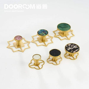 Brass Furniture Handles Shell Simple Nordic Pastoral Wardrobe Dresser Knobs Cupboard Cabinet Drawer Round Colorful Pulls