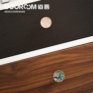 Brass Furniture Handles Shell Simple Nordic Pastoral Wardrobe Dresser Knobs Cupboard Cabinet Drawer Round Colorful Pulls