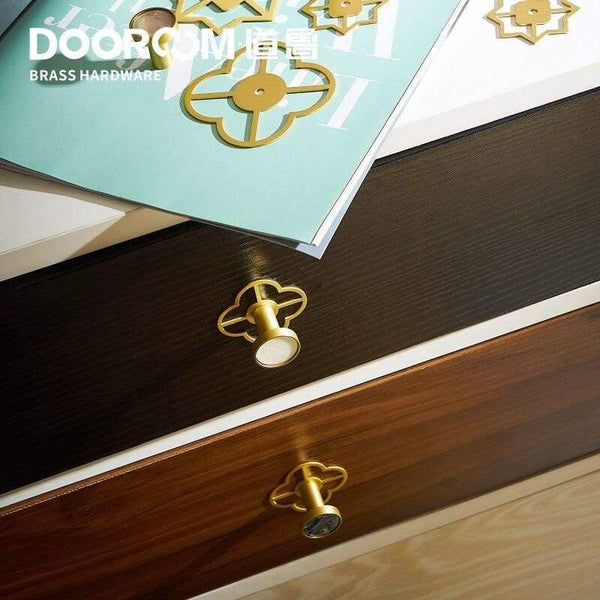 Brass Furniture Handles Shell Simple Nordic Pastoral Wardrobe Dresser Knobs Cupboard Cabinet Drawer Round Colorful Pulls
