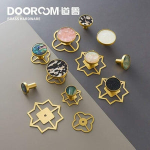 Brass Furniture Handles Shell Simple Nordic Pastoral Wardrobe Dresser Knobs Cupboard Cabinet Drawer Round Colorful Pulls