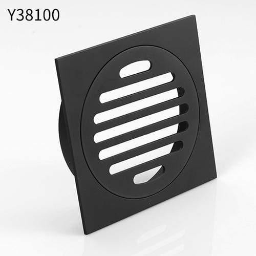 Planet Gates Brass Matte Black Square Style Floor Drainer Waste Shower Drain Kitchen Colander Floor Drains Bathroom Accessories Y38100 (black drain)