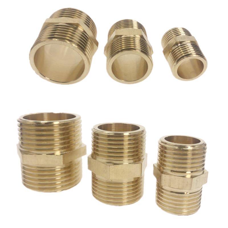 Brass Pipe Hex Nipple Fitting Quick Adapter 1/8" 1/4" 3/8" 1/2" 3/4" 1" BSP Male Thread Water, oil and gas Connector