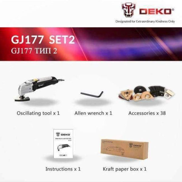 Planet Gates Brazil / SET 2B / 2.5 DEKO 220V Variable Speed Electric Multifunction Oscillating Tool Kit Multi-Tool Power Tool Electric Trimmer Saw w/ Accessories