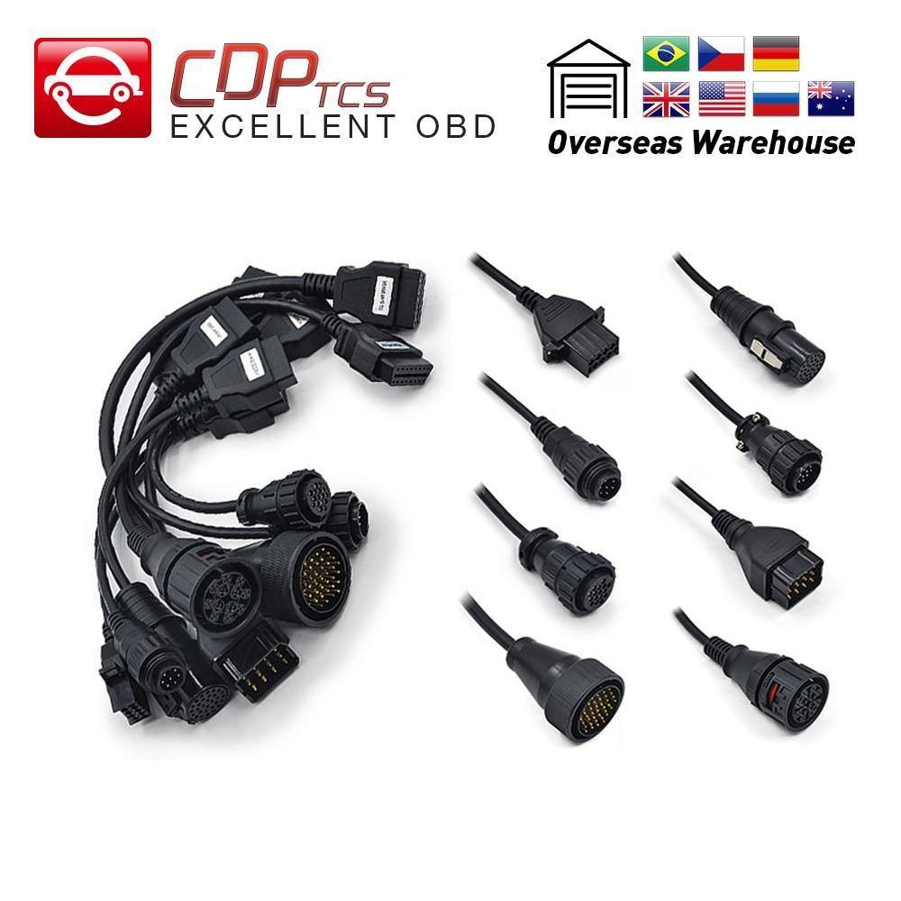 Planet Gates Brazil / with WOW CDP TCS BT CDP TCS truck cables full set 8pcs obdII OBD2 cable truck leads for multidiag pro mvd scanner OBD 2 diagnostic tool