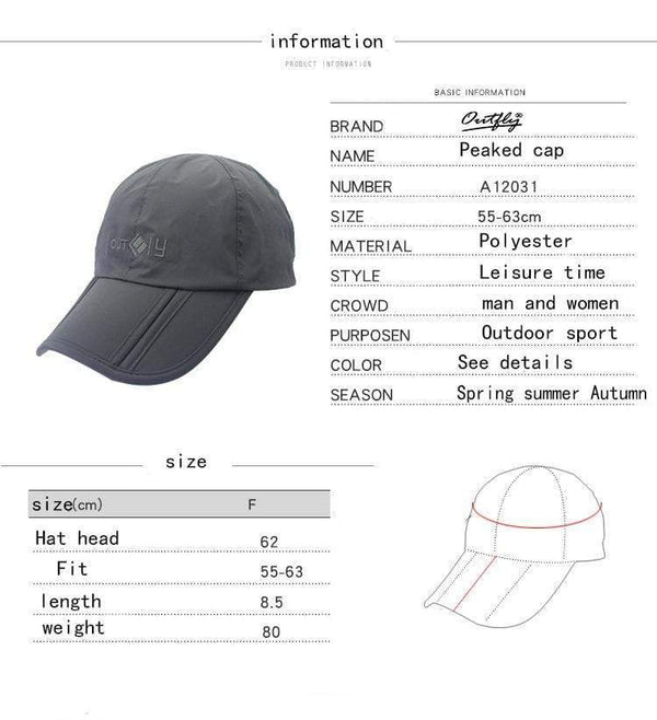 Planet Gates Breathable Waterproof Peaked Cap Outdoor Travel Mountaineering Folding Anti - UV Men 's Sun Hat