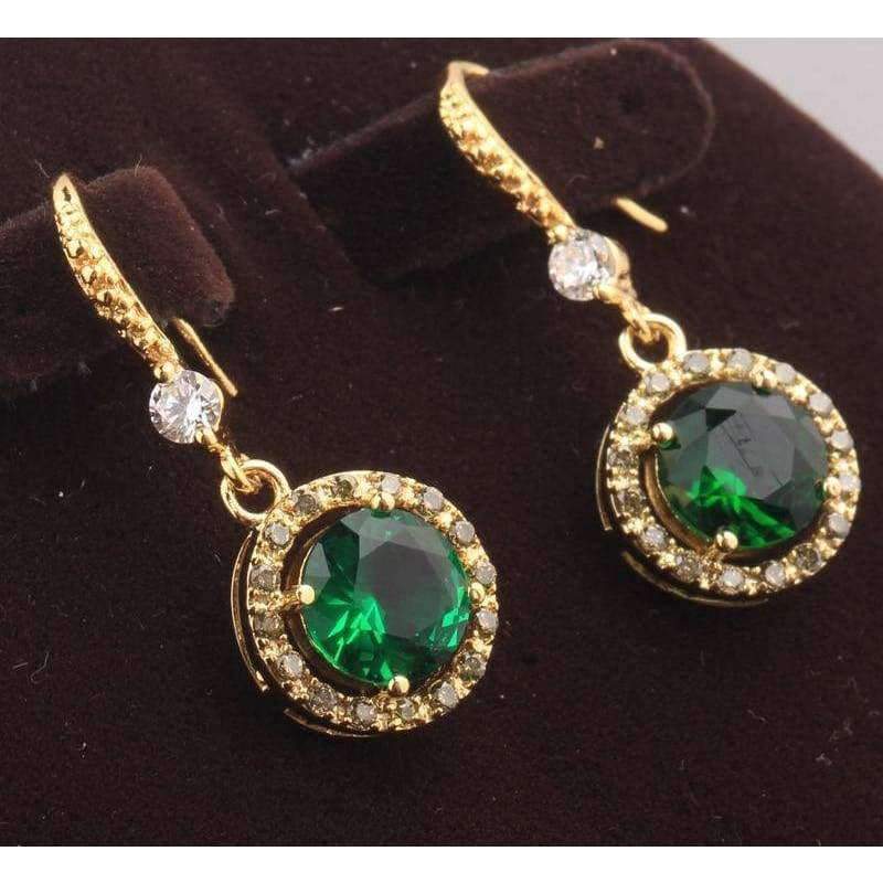 Planet Gates Breathtaking Green Limited Olive Peridot Gems White Cubic zirconia Gold Filled Fashion Jewelry Drop Dangle Earrings S5162