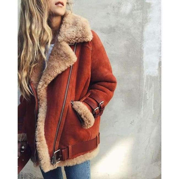 Planet Gates Brick Red / S / China Winter Jackets Women Loose Flocking Warm Thick Coat Women Casual Suede Woman Parkas Velvet Cotton Outerwears WWJ930