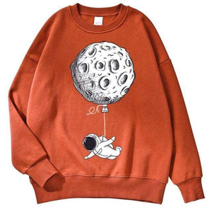 Planet Gates brick red / XL Astronaut Man Hoodie Cartoon Printing Men Sweatshirts Fleeve O-Neck Male Hoodies Punk Trend Sweatshirt For Mens
