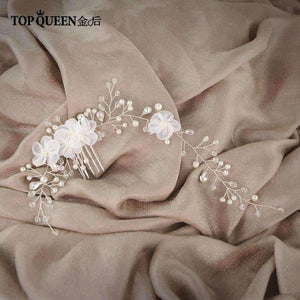 Planet Gates Bridal Hair Accessory With Crystal Pearls Flower Bride Floral Comb Headpiece Prom hair Jewelry for Wedding