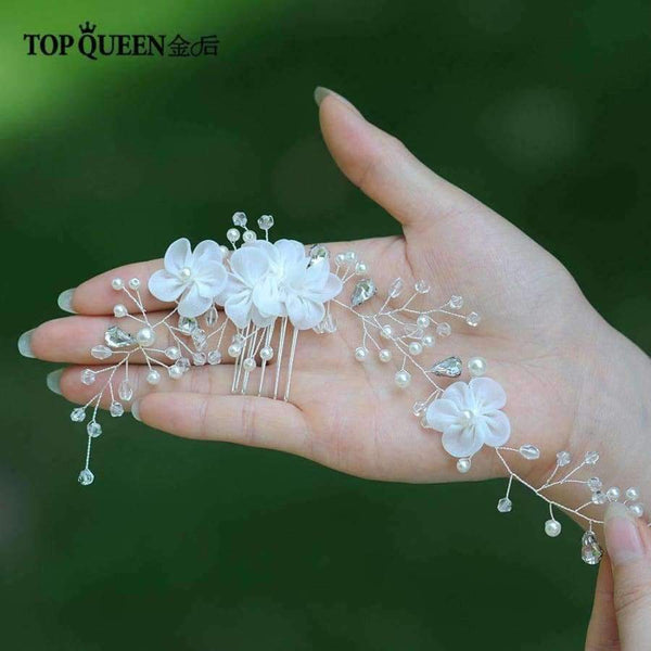 Planet Gates Bridal Hair Accessory With Crystal Pearls Flower Bride Floral Comb Headpiece Prom hair Jewelry for Wedding