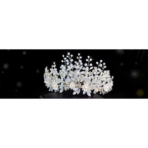Planet Gates Bridal Hair Accessory With Crystal Pearls Flower Bride Floral Comb Headpiece Prom hair Jewelry for Wedding