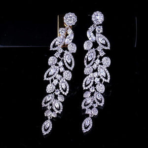 Planet Gates Bridal Jewelry Gorgeous Top Quality Cubic Zirconia Pave Long Dangle Wedding Earrings for Brides CZ396