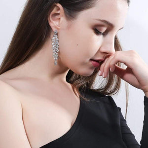 Planet Gates Bridal Jewelry Gorgeous Top Quality Cubic Zirconia Pave Long Dangle Wedding Earrings for Brides CZ396