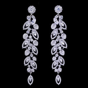 Planet Gates Bridal Jewelry Gorgeous Top Quality Cubic Zirconia Pave Long Dangle Wedding Earrings for Brides CZ396