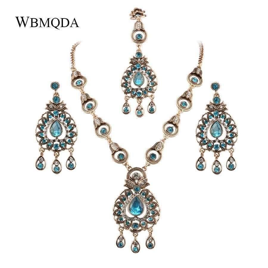 Planet Gates Bridal Jewelry Sets Blue Red Peacock Prestige Necklace Earrings For Women Ethinc Accessories