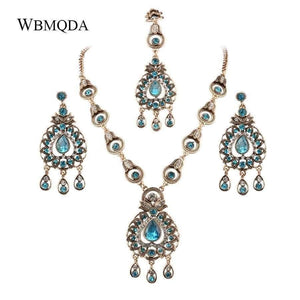 Planet Gates Bridal Jewelry Sets Blue Red Peacock Prestige Necklace Earrings For Women Ethinc Accessories