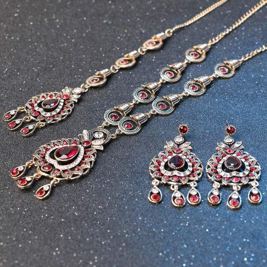 Planet Gates Bridal Jewelry Sets Blue Red Peacock Prestige Necklace Earrings For Women Ethinc Accessories