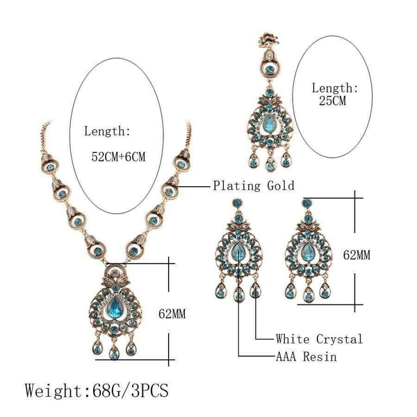 Planet Gates Bridal Jewelry Sets Blue Red Peacock Prestige Necklace Earrings For Women Ethinc Accessories