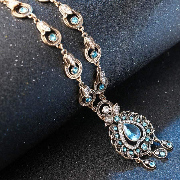 Planet Gates Bridal Jewelry Sets Blue Red Peacock Prestige Necklace Earrings For Women Ethinc Accessories