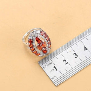 Planet Gates Bridal Luxurious Wedding Accessories 925 Sterling Silver Natural Red Garnet Big Jewelry Sets For Women 6-Color 4PCS Sets