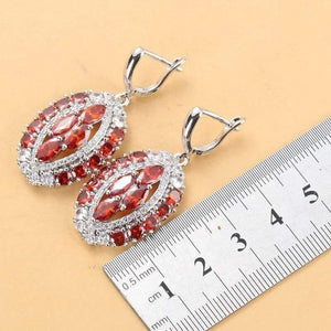Planet Gates Bridal Luxurious Wedding Accessories 925 Sterling Silver Natural Red Garnet Big Jewelry Sets For Women 6-Color 4PCS Sets