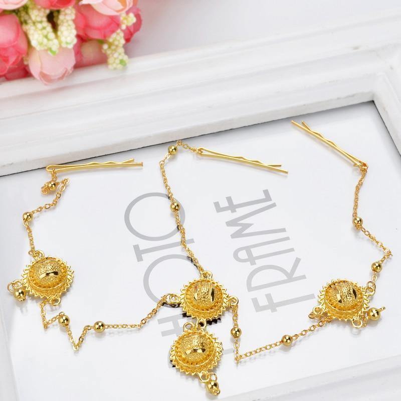 Planet Gates Bridal Pure Gold Color African Jewelry Sets HOT Nigeria Sudan Eritrea Kenya Habasha Style Wedding Set A30029