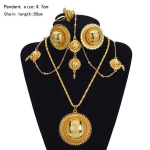 Planet Gates Bridal Pure Gold Color African Jewelry Sets HOT Nigeria Sudan Eritrea Kenya Habasha Style Wedding Set A30029