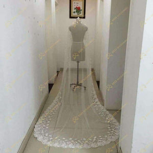 Planet Gates Bridal Veil White/Ivory 3m Long Wedding Veil Mantilla Wedding Accessories Veu De Noiva With Lace Flowers beadwork MD3053