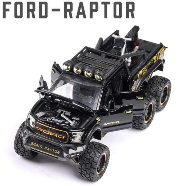 Planet Gates Bright black 1/28 Ford Raptor F150 Alloy Car Modified Off-Road Vehicle Model Diecast & Toy Vehicles Metal Car Model Collection Kids Toys Gift
