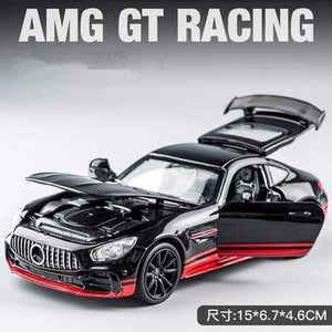 Planet Gates Bright black 1:32 AMG-GTR GT Alloy Sports Car Model Diecast Metal Toy Vehicles Car Model Collection High Simulation Sound Light Kids Toy Gift