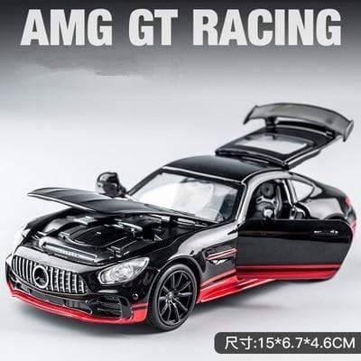 Planet Gates Bright black 1:32 AMG-GTR GT Alloy Sports Car Model Diecast Metal Toy Vehicles Car Model Collection High Simulation Sound Light Kids Toy Gift
