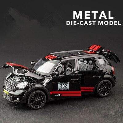 Planet Gates Bright black 1:32 BMW Mini Countryman Diecast Alloy Metal Car Model MINI Cooper Simulation Toy Car Model Sound Light Collection Children Gift