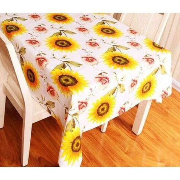 Planet Gates bright sunflower / 137x137cm PVC TableCloth Waterproof Rectangular Plastic Picnic Cloth for Tea Table Home Textile Fashion Love Festive Red MJ033