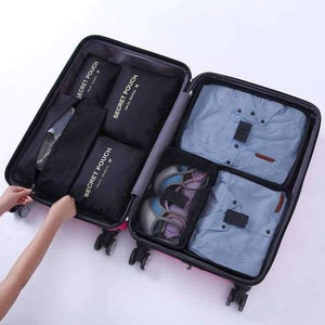 Planet Gates brilliant black 7Pcs/set Trip Luggage Organizer Polyester Portable Travel Partition Pouch Storage Bags Home Organization Accessories Supplies