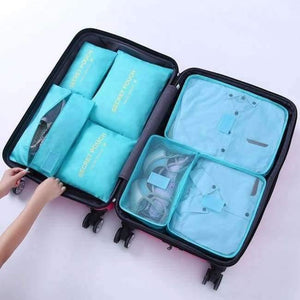 Planet Gates brilliant blue 7Pcs/set Trip Luggage Organizer Polyester Portable Travel Partition Pouch Storage Bags Home Organization Accessories Supplies