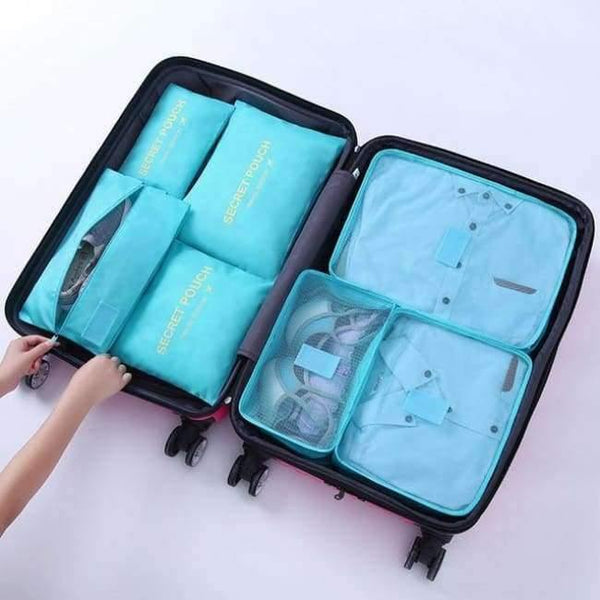 Planet Gates brilliant blue 7Pcs/set Trip Luggage Organizer Polyester Portable Travel Partition Pouch Storage Bags Home Organization Accessories Supplies