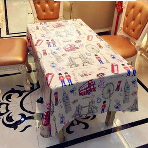 Planet Gates British style / 137x137cm PVC TableCloth Waterproof Rectangular Plastic Picnic Cloth for Tea Table Home Textile Fashion Love Festive Red MJ033