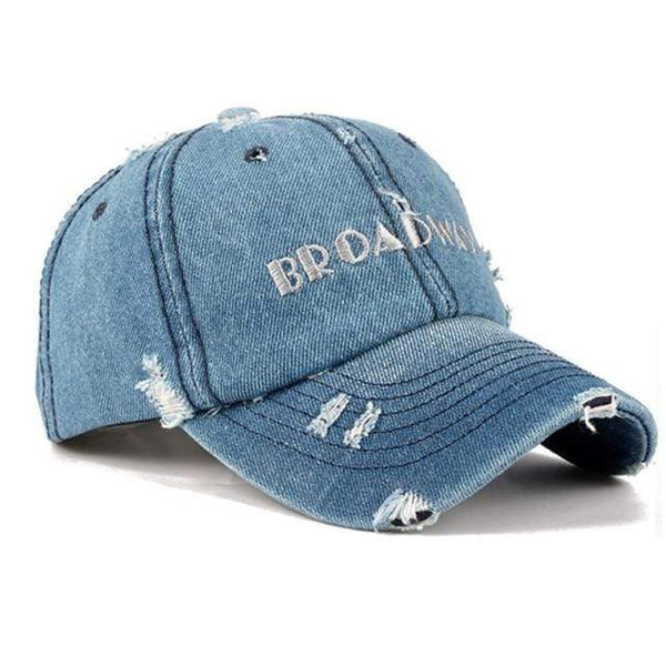 Planet Gates Broadway Sliver Snapback Women's Distressed Hole Embroidery Simple Baseball Cap For Men Female Outdoor Leisure Cowboy Hat