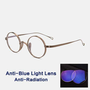 Planet Gates Bronze Anti blue Vintage Pure Titanium Glasses Frame Men Round Optical Myopia Prescription Eyeglasses Frame Women Luxury Brand Small Eyewear