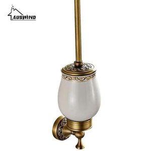 Planet Gates Bronze Antique Solid Brass Toilet Brush Holder Ti Pvd Carved European Bathroom Accessories Wall Mounted Bathroom Products