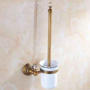 Planet Gates Bronze Crystal Antique Solid Brass Toilet Brush Holder Ti Pvd Carved European Bathroom Accessories Wall Mounted Bathroom Products
