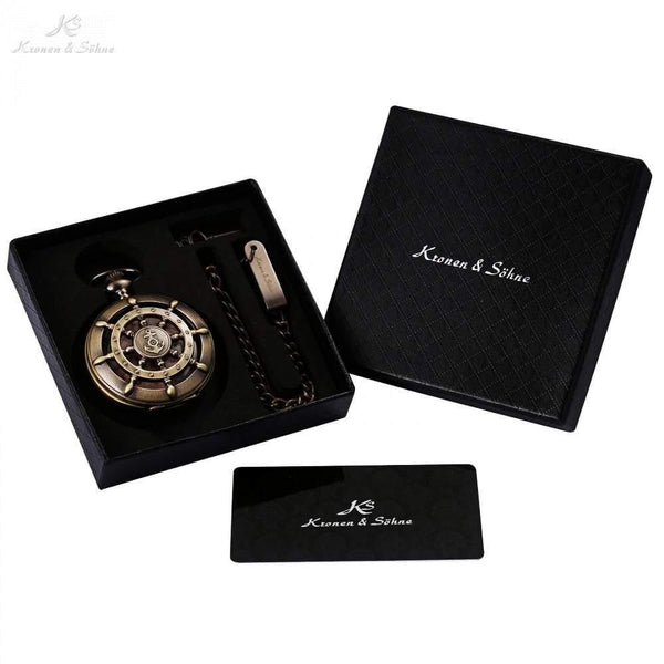 Planet Gates Bronze KSP106 Bronze Boat Rudder Anchor Pattern Case Map Analog Relogio Fob Key Pendant Clock Chain Mens Quartz Pocket Watch /KSP106