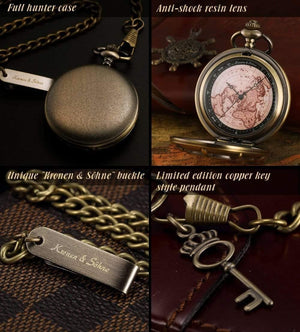 Planet Gates Bronze KSP106 Bronze Boat Rudder Anchor Pattern Case Map Analog Relogio Fob Key Pendant Clock Chain Mens Quartz Pocket Watch /KSP106