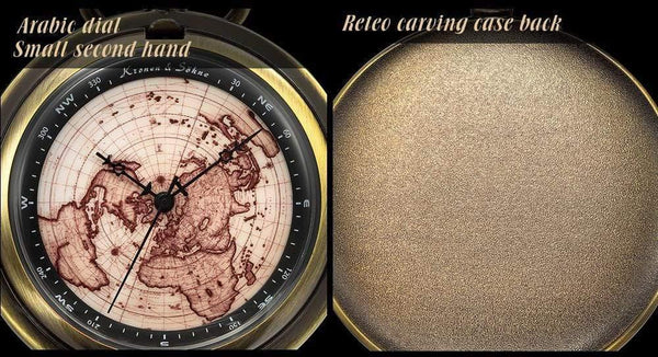 Planet Gates Bronze KSP106 Bronze Boat Rudder Anchor Pattern Case Map Analog Relogio Fob Key Pendant Clock Chain Mens Quartz Pocket Watch /KSP106